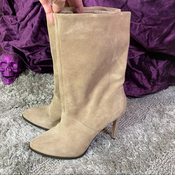 BCBG generation tall suede heeled boots beige Valor - Picture 4 of 7